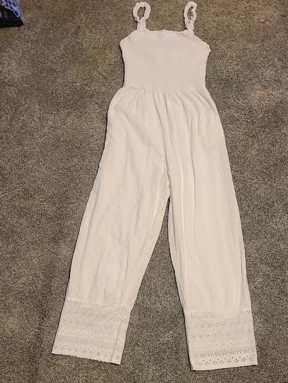 Jessica Simpson White Eyelet Smocked Jumpsuit